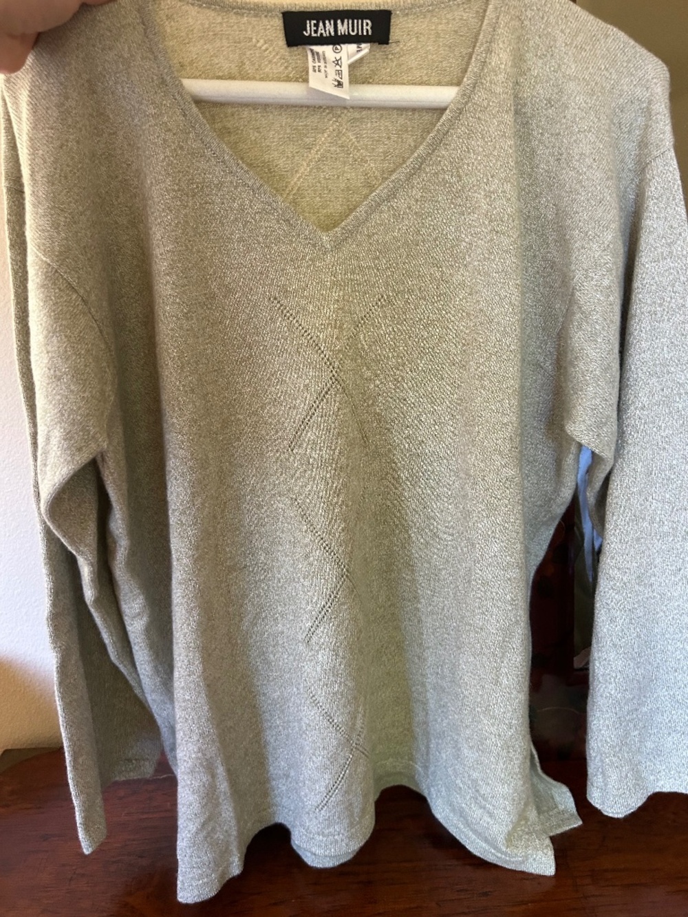 Jean Muir Vintage Cashmere Blend V-Neck Sweater Made in Scotland M